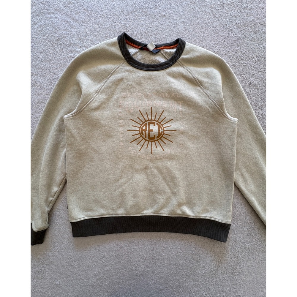 REI Co Op Sweatshirt Crewneck Sun Graphic Pullover Tan Unisex Size M